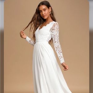 Awaken My Love White Long Sleeve Lace Maxi Dress